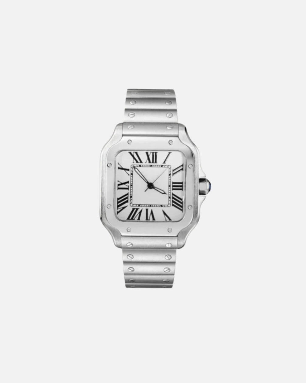 שעון לוח לבן עם רצועה אלגנטית