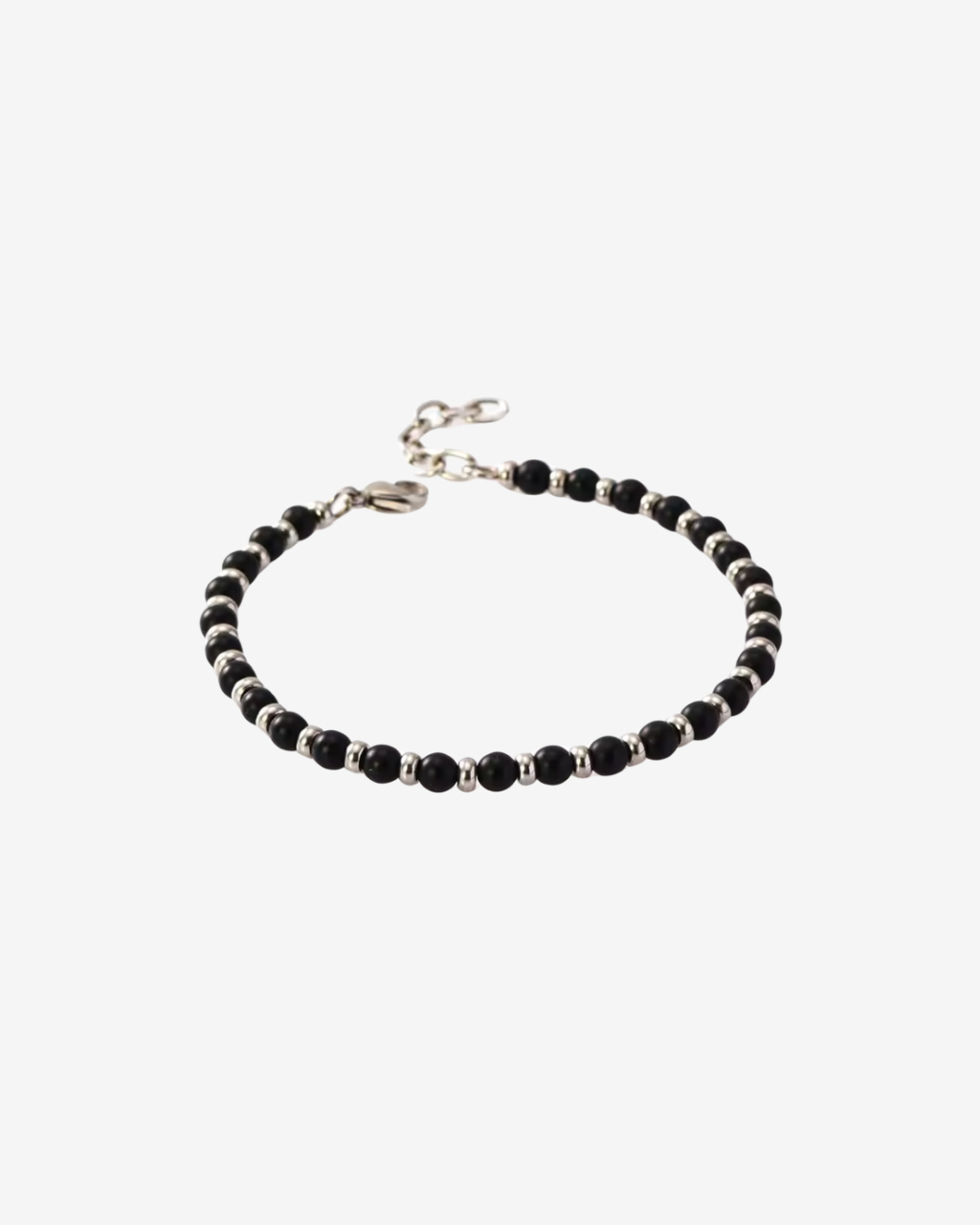 צמיד חרוזים שחור כסוף