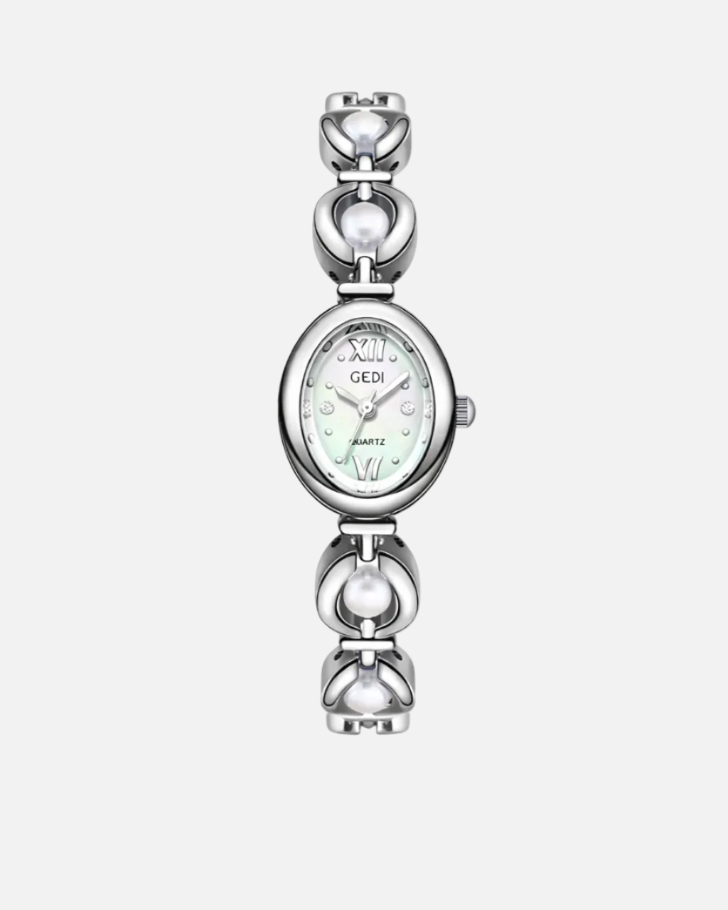 שעון כסוף מעוגל