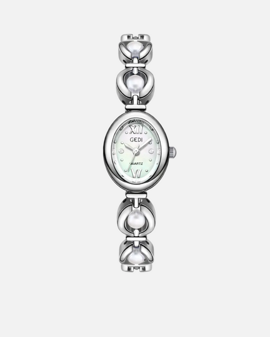 שעון כסוף מעוגל