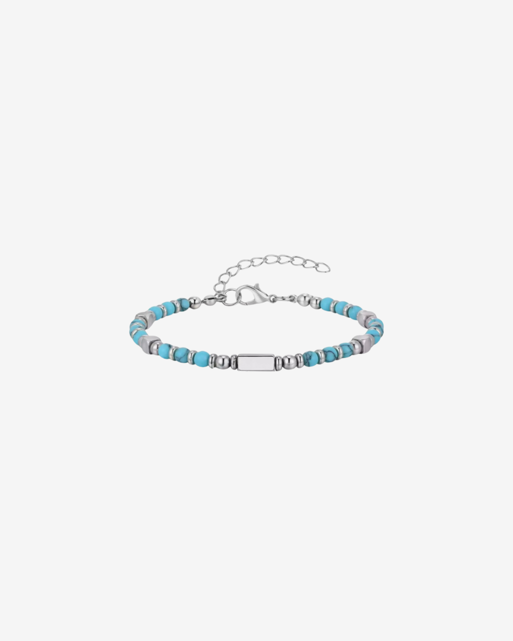 צמיד חרוזים תכלת כסוף