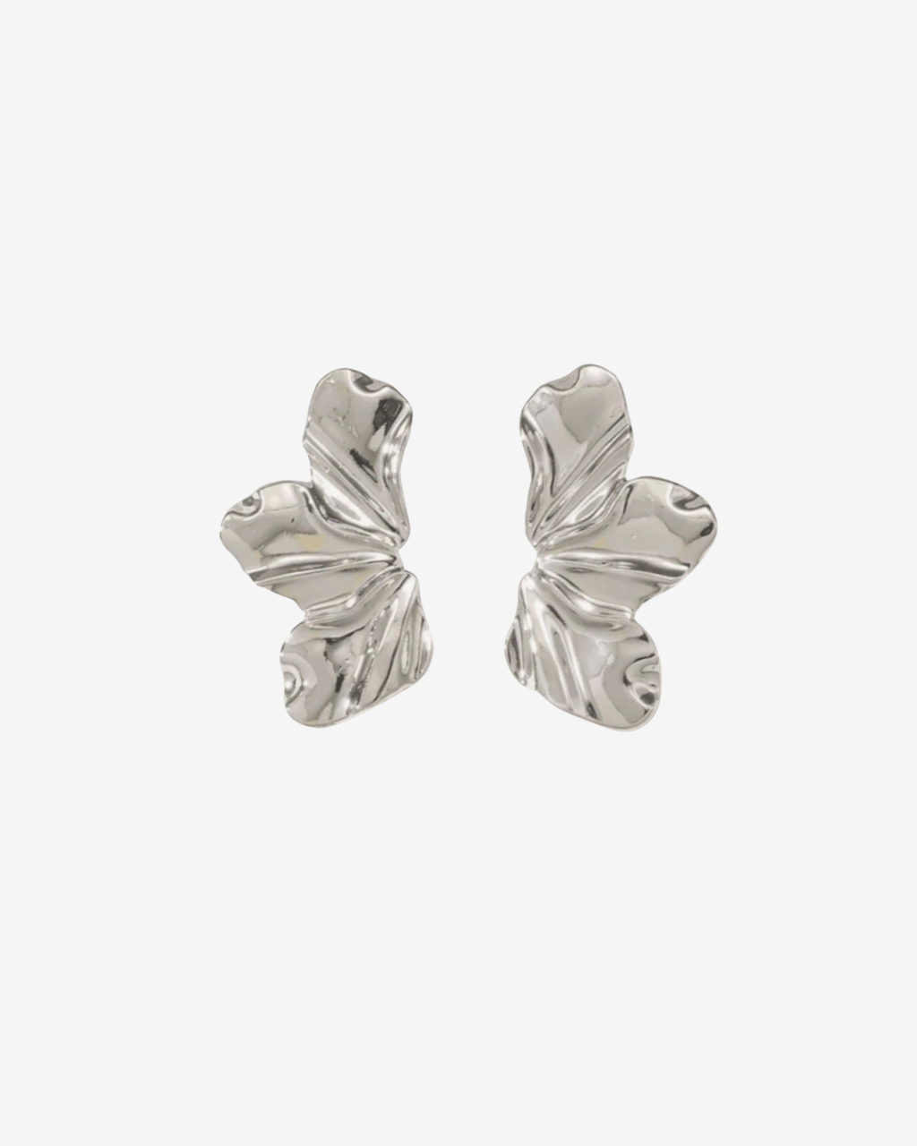 עגילי חצי פרח כסוף