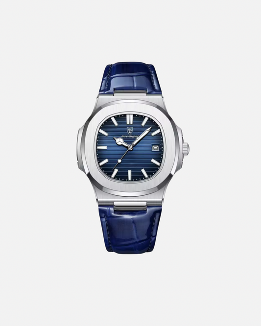 שעון עם לוח כחול מרובע