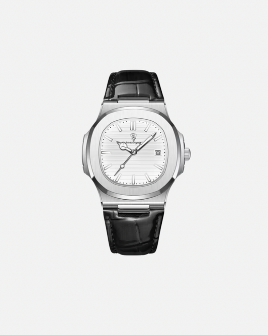 שעון לוח כסוף מרובע