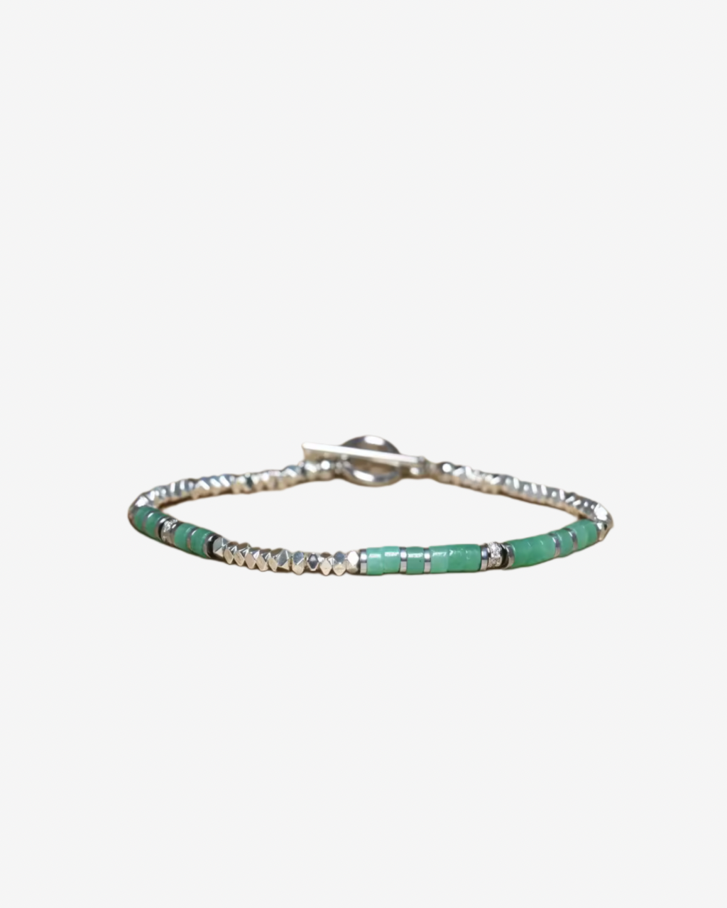 צמיד חרוזים טורקיז כסוף